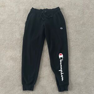 Champion Black Joggers with Logo Detail, drawstring waist and pockets